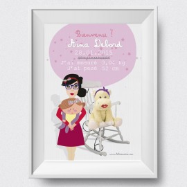 Affiche de naissance  Super Maman